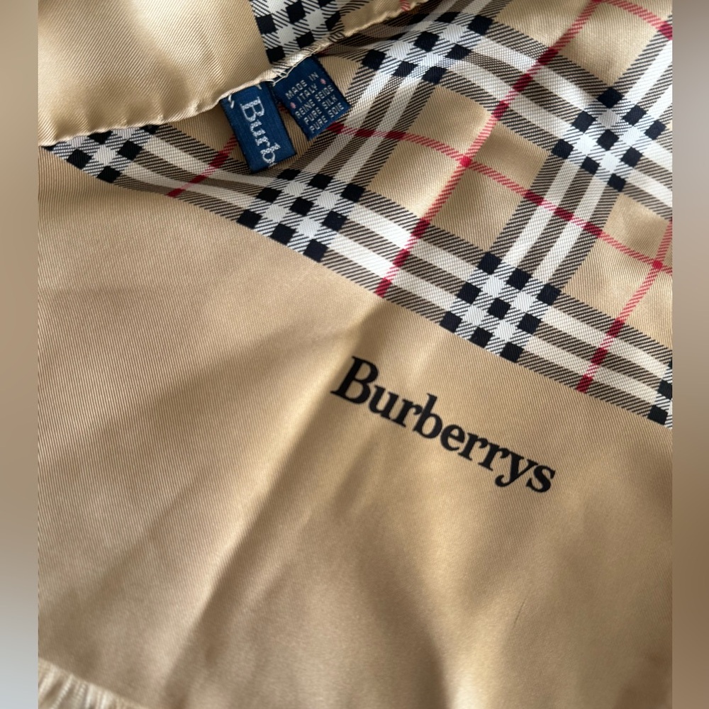 Vintage Burberry Pure Silk Nova Check Scarf - Picture 2 of 6